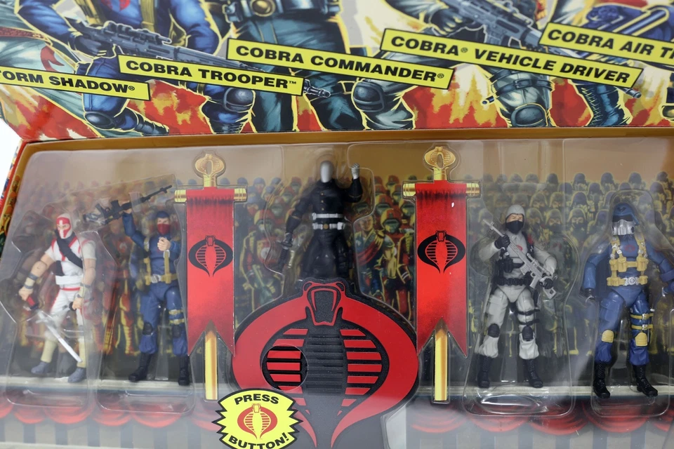 Hasbro G.I. Joe: Cobra Legions (Storm Shadow, Cobra Trooper, Cobra Commander, Cobra Vehicle Driver, Cobra air Trooper) 4" Action Figures (Box of 5)