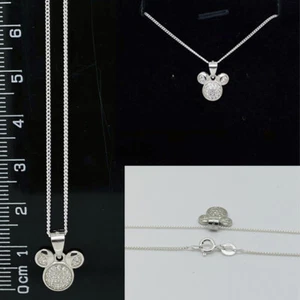 925 Sterling Silver Mickey Mouse Necklace or Pendant Gift Boxed Cubic zirconia - Picture 1 of 10
