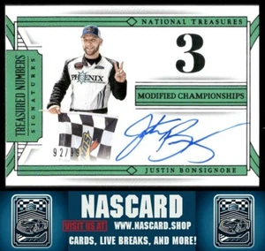 2024 National Treasures Treasured Number Signatures Justin Bonsignore /99 - Picture 1 of 2