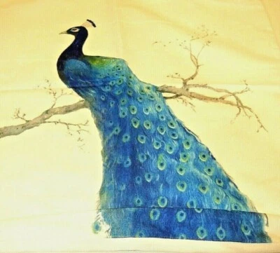 Square Blue Peacock Cotton Chenille Pillow Cover 17.5" x 17.5" NEW (#104) - Image 1 of 4