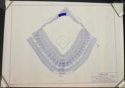 Wrigley Field Stadium Seating Chart Blueprint Art Chicago Cubs Poster 24" x 18" Cover