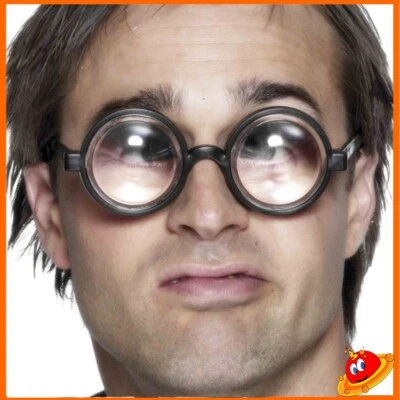 FUNNY FASCHION Occhiali neri con lenti spesse travestimento nerd o vecchia befana