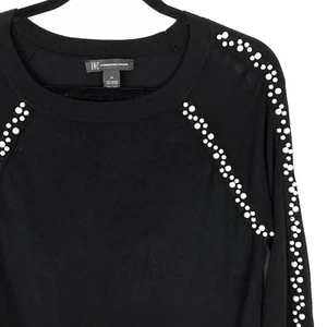 INC International Concepts Pullover Damen M schwarz langarm Perlen Perlen Stretch - Bild 1 von 6