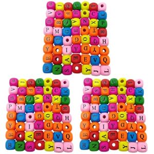  600 Pcs Alphabet Number Beads Jewelry Making Wooden with Hole