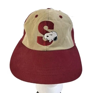 Snoopy Peanuts Snapback Adjustable Cap Hat Red Brown Black Baseball Vintage Rare - Picture 1 of 12