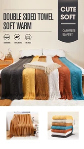 Trendy Style Knitted Afghan Throw Blanket Sofa Bed Couch Winter Warmer-1026 - Picture 1 of 19