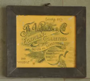 Vintage Framed Th. Vafiadis Egyptian Cigarettes Ad Litho Tin Sign - Picture 1 of 8