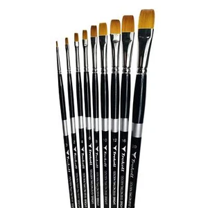 Trekell Golden Taklon Long Handle Artist Brush - Complete Set - Bright - Picture 1 of 1