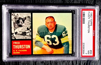 1962 TOPPS FRED FUZZY THURSTON SP ROOKIE CARD #69 **PHENOMENAL** PSA 7 NEAR MINT - Image 1 of 4