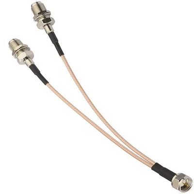 1*F Type Coax Cable Splitter To F Dual Female 3 Way RG316 Coaxial Cable 15cm - Image 1 of 4