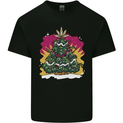 A Weed Christmas Tree Cannabis Trippy Kids T-Shirt Childrens - Image 1 of 3