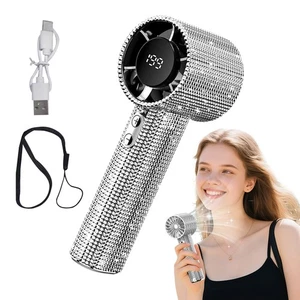Portable Hand Fan Digital Display 199 Speeds Neck Hangable Cooling Gadget Summer - Picture 1 of 12