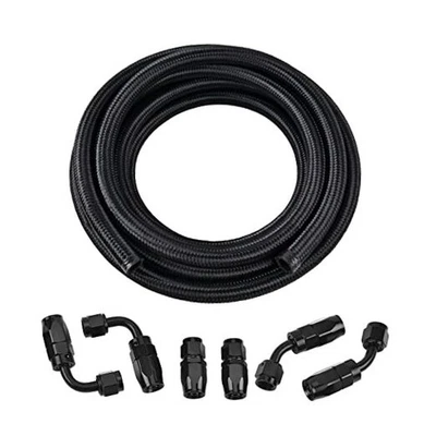 Kit de linha de combustível 6AN, mangueira de combustível de náilon trançada AN6 CPE 10FT 6AN 10FT preta - Imagem 1 de 4