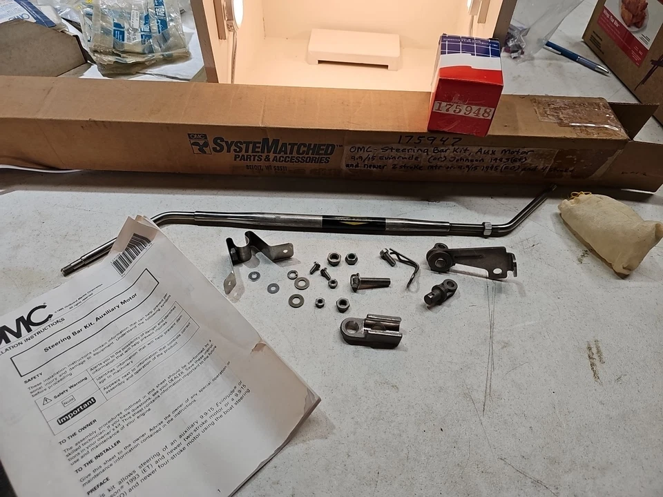 New In Box NOS OMC Auxiliary Motor Steering Arm 0175947 175947 Boat Part  - Image 1 of 4