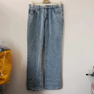 Blue wide leg straight jeans size large fit 16 nvfelix - Picture 1 of 2