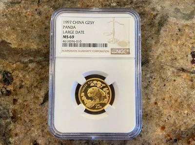 1997 1/4 Oz 25 Yuan China Gold Panda Coin Large Date MS 69 - Image 1 of 2