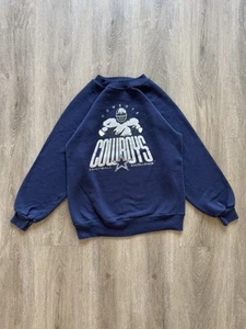 Vintage 90's Dallas Cowboys NFL Football Navy Blue Crewneck Sweatshirt XL Kids - Picture 1 of 10