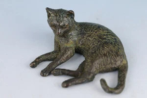 Chinese bronze handmade cat collection Statue figure Tea Pet table deco gift - Picture 1 of 6