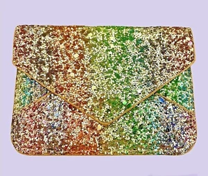 NEW RAINBOW GLITTER SMALL ENVELOPE WALLET FOR CREDIT CARDS / LOYALTY CARDS - Picture 1 of 4