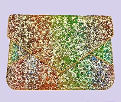 NEW RAINBOW GLITTER SMALL ENVELOPE WALLET FOR CREDIT CARDS / LOYALTY CARDS - Image 1 of 4