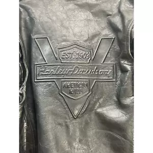Harley Davidson Men’s Leather Motorcycle Jacket 80s Embossed V Twin Black Size L - Picture 1 of 15