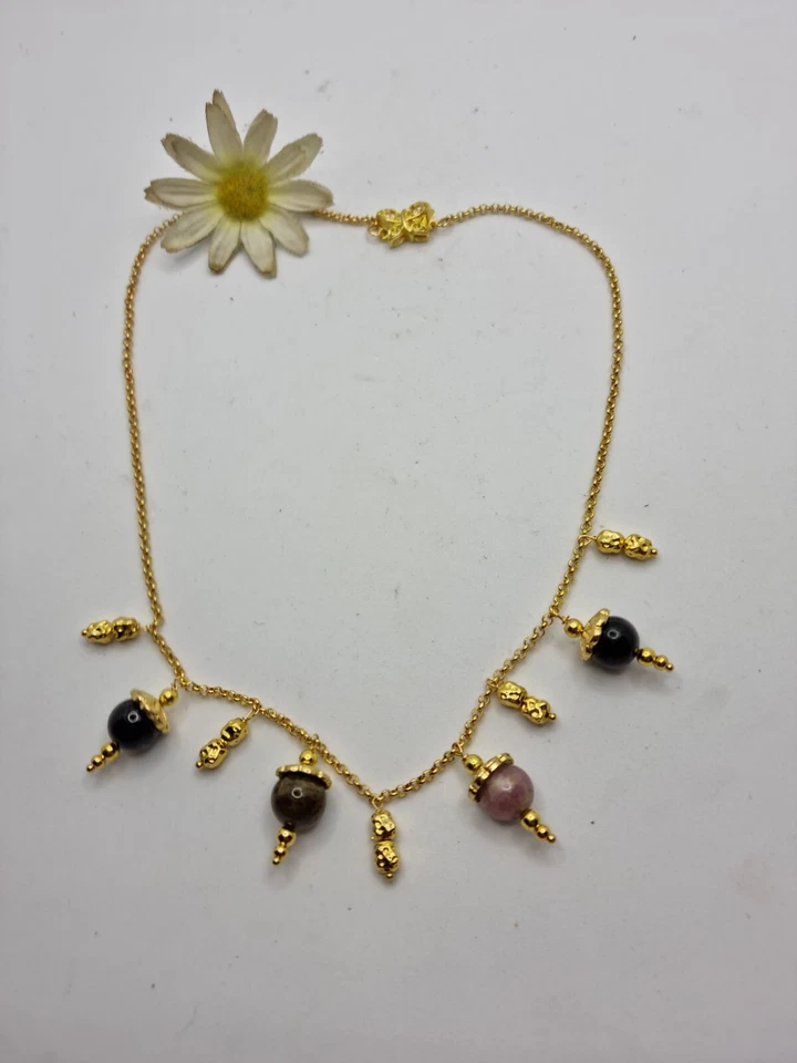 Collana con charms in tormalina multicolore, catenina con charms, #Back2eBay - Immagine 1 di 4