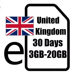 United Kingdom eSIM 3GB - 20GB for 30 Days - DIGITAL Travel eSIM UK - Picture 1 of 1