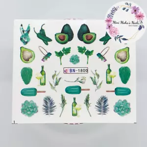 1 Piece Chili Avocado Green Plants Water Decals Nail Art Design Stickers BN1800 - Picture 1 of 3