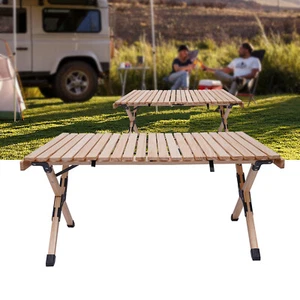 Wooden Camping Table Outdoor Folding Picnic Desk 140 kg Max Load Portable AU - Picture 1 of 11