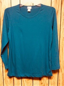 Ladies scoop neck long sleeve knit pullover Teal size Large - Picture 1 of 2