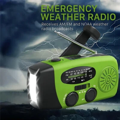 Kurbelradio Solar Solar-Kurbelradio FM/AM mit Taschenlampe und Notfallalarm - Bild 1 von 4