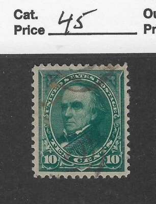 US Scott # 273, 10 cent green, Webster, 1895, XF, scv. $45 - Image 1 of 2