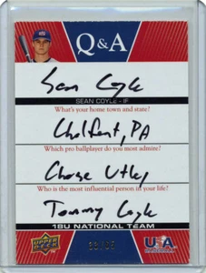 2009 Upper Deck EE. UU. Béisbol Sean Coyle preguntas y respuestas inscripción en tarjeta automática - Imagen 1 de 2