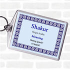 Shakur Name Meaning Bag Tag Keychain Keyring  Blue