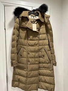 Burberry women’s quilted Down Coat With Real Fur Size Xl - Picture 1 of 17