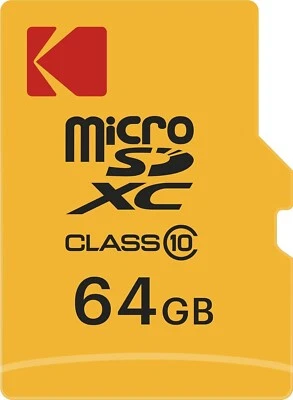 Kodak 64GB MicroSDXC Memory Card, Class 10, 85MB/s Read, 25MB/s Write, inc. SD A - Image 1 of 3
