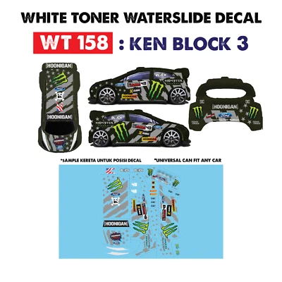 WT158 White Toner Waterslide Decals KEN BLOCK 3 For Custom 1:64 Hot Wheels - Image 1 of 4