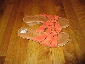 Ladies Italian Shoe Makers Orange Sandals Size 9.5 Italy - Picture 1 of 7