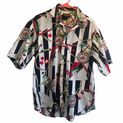 Vtg. Tango By Max Raab Nautical AOP All Over Print Mens 90’s Sailing Boating L - Image 1 of 4