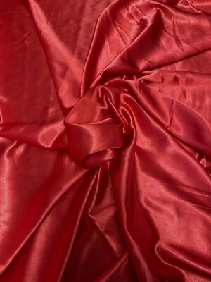4 METRES GOOD QUALITY CREPE BACK SATIN FABRIC 150 CM WIDE RED CHEAPEST ON EBAY - Image 1 of 3