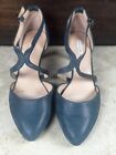 NWOT Alex Marie Thaylee Shimmery Blue Teal Leather Strappy Heels Sz 7.5