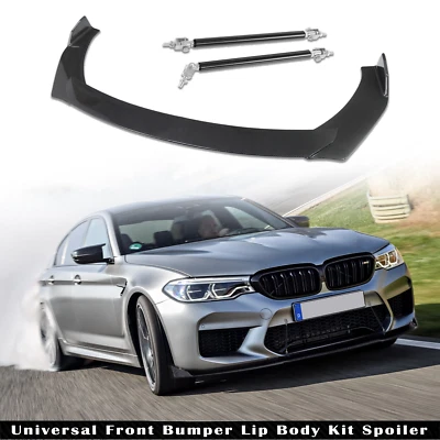 For BMW Front Bumper Lip Spoiler Splitter Carbon Fiber+ Strut Rods - Image 1 of 4