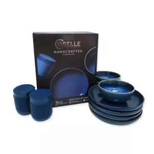 Corelle Stoneware 12-Pc Dinnerware Set Handcrafted, Solid , NAVY - BRAND NEW - Picture 1 of 5