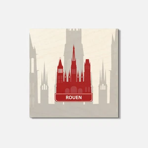 Rouen National Landmark 4'' X 4'' Square Wooden Coaster - Picture 1 of 3