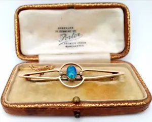 Black Australian Opal Broach 9 K Gold Boxed - Picture 1 of 7