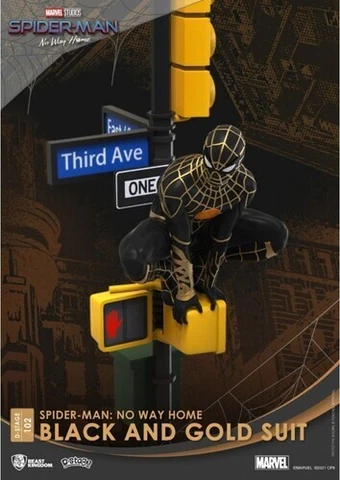 WB  Beast Kingdom - Spider-Man No Way Home DS-102 Black & Gold Suit 6" Statue Cover