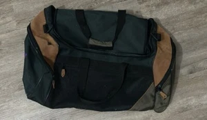 Rare Vintage 90’s Jeep Travel Equipment Brown Leather / Green Canvas Bag Duffle  - Picture 1 of 3