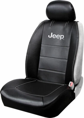 New Jeep Logo Black Synthetic Leather Sideless Front Car Truck Seat Cover Foto 1 de 3