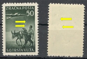 SELLO YUGOSLAVIA, ITALIA, Trieste Zona B VUJA-MNH, 50 din -ERROR, PLIEGUE - 1949. - Imagen 1 de 5