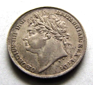 Great Britain KM691 Sixpence 1825 sharp toned AU condition. - Picture 1 of 2